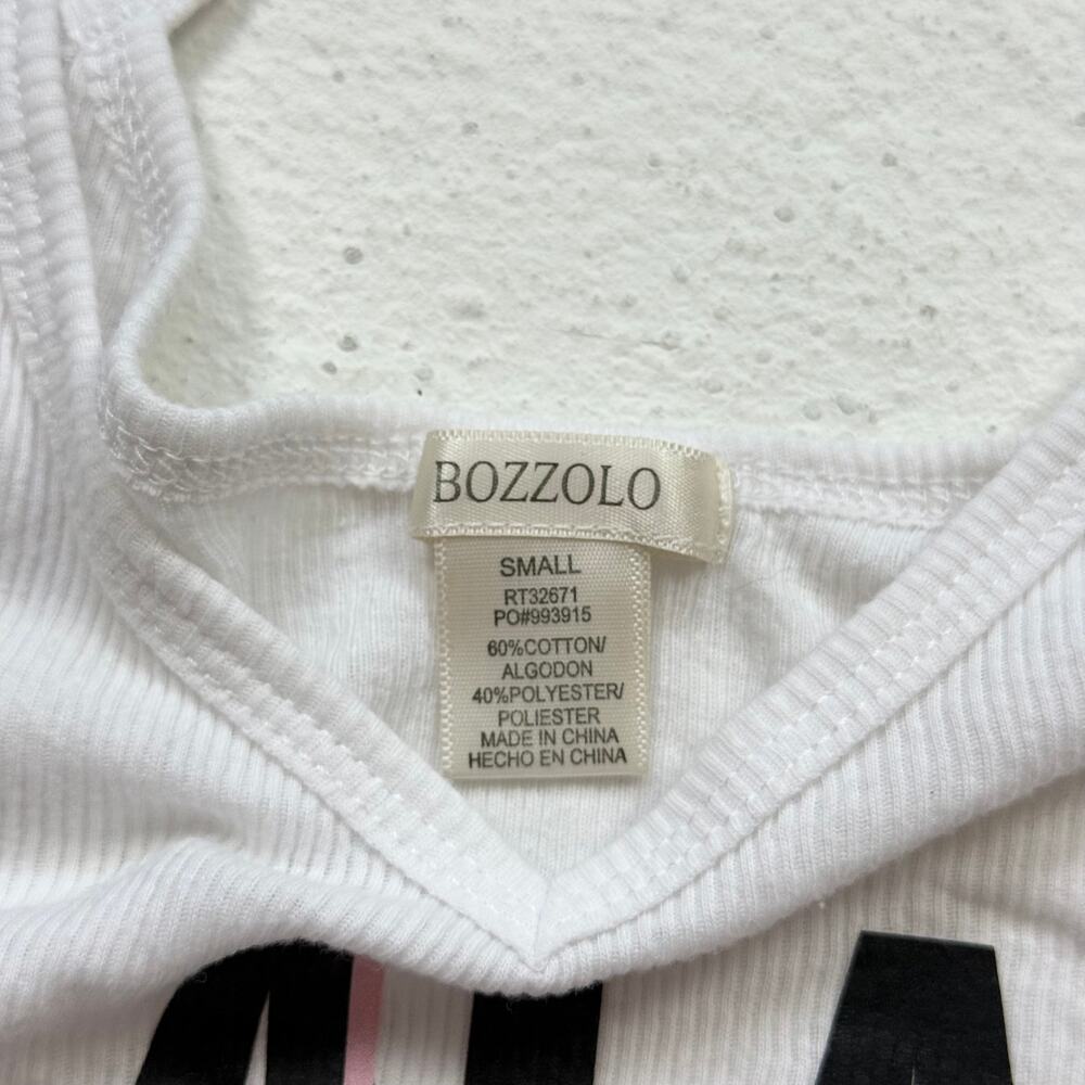 Bozzolo White Ribbed LALA Lashes Crop Tank Top, Size Small - Picture 3 of 4